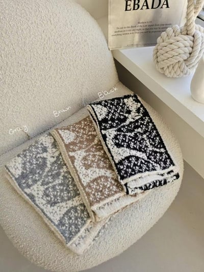 正韓EBA復古花紋針織圍巾 ( 7.7%羊毛)9